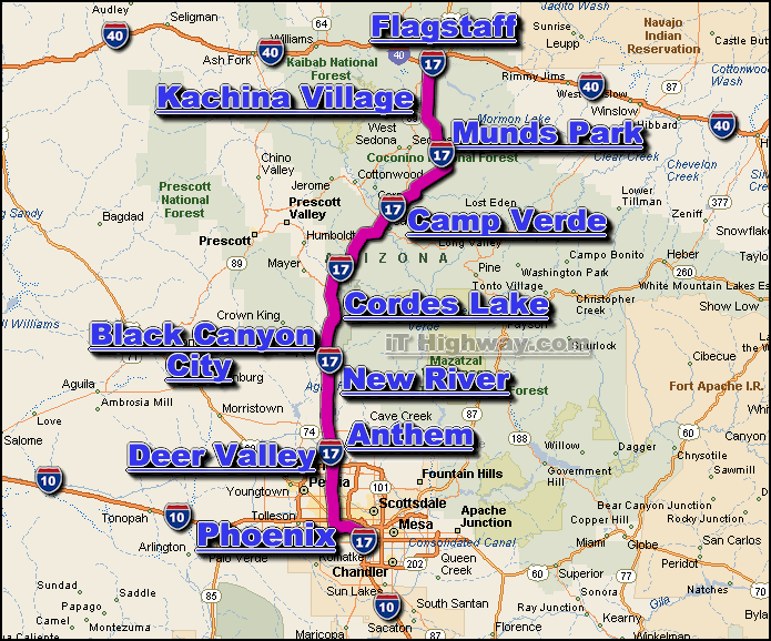 Interstate 17 route map