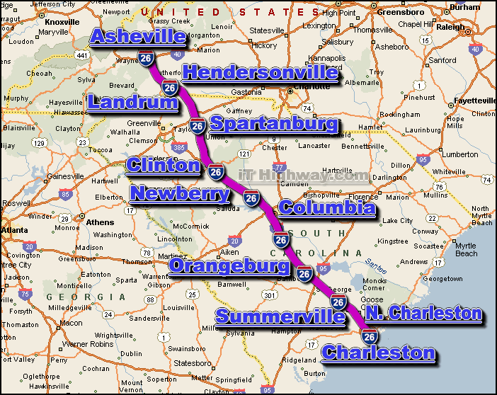interstate 26 route map