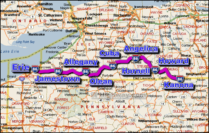 interstate 86 route map